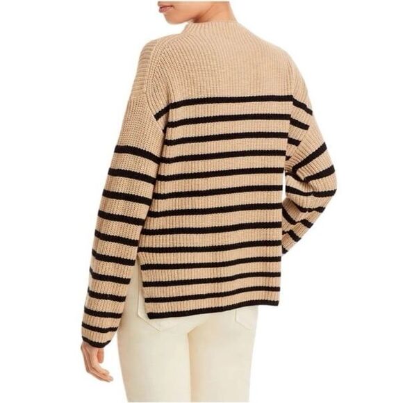 Rails Claudia Stripe Funnel Neck Sweater in Camel/Ebony Size Large - Picture 7 of 11